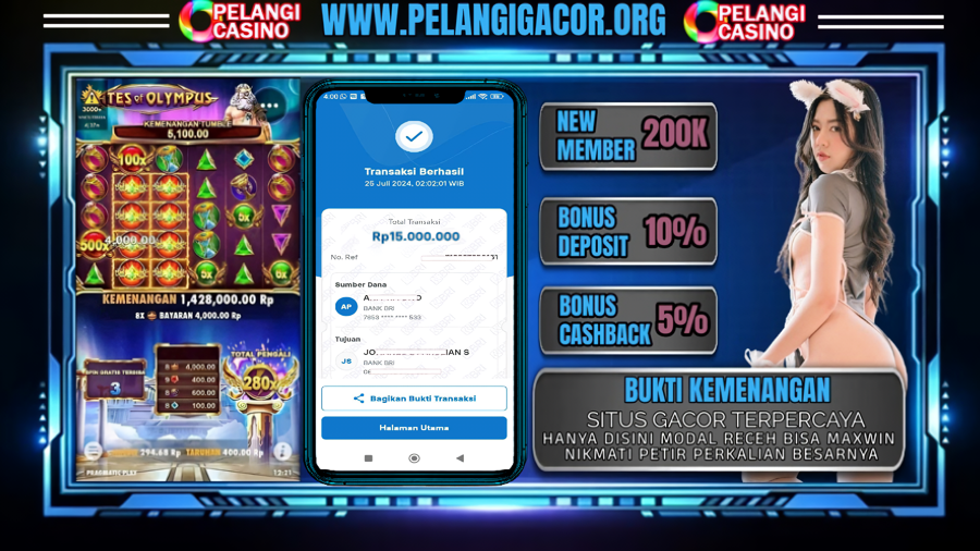 BUKTI KEMENANGAN MEMBER SETIA PELANGI CASINO TGL 25 JULI 2024