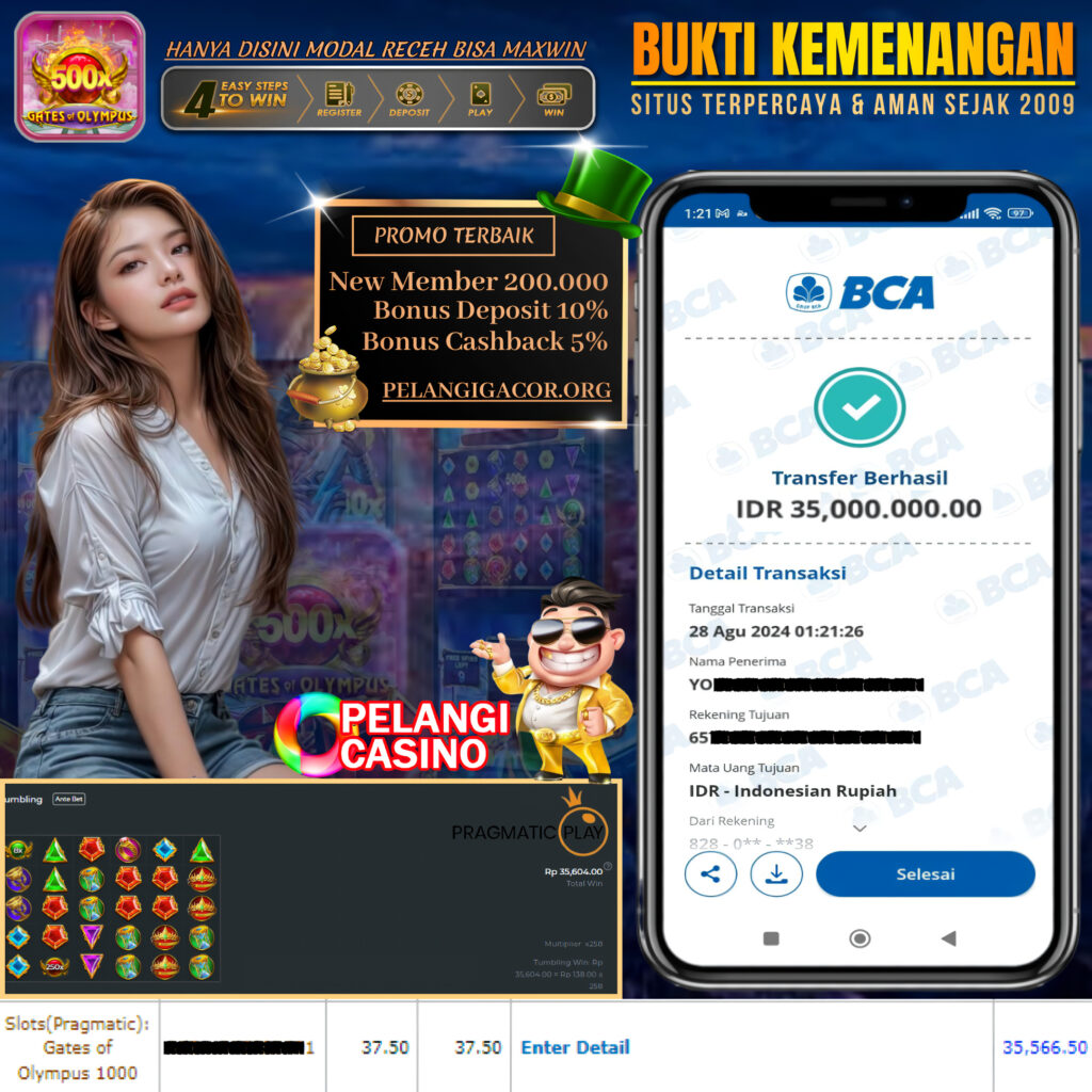 BUKTI KEMENANGAN MEMBER SETIA PELANGI CASINO TGL 28 Agustus 2024