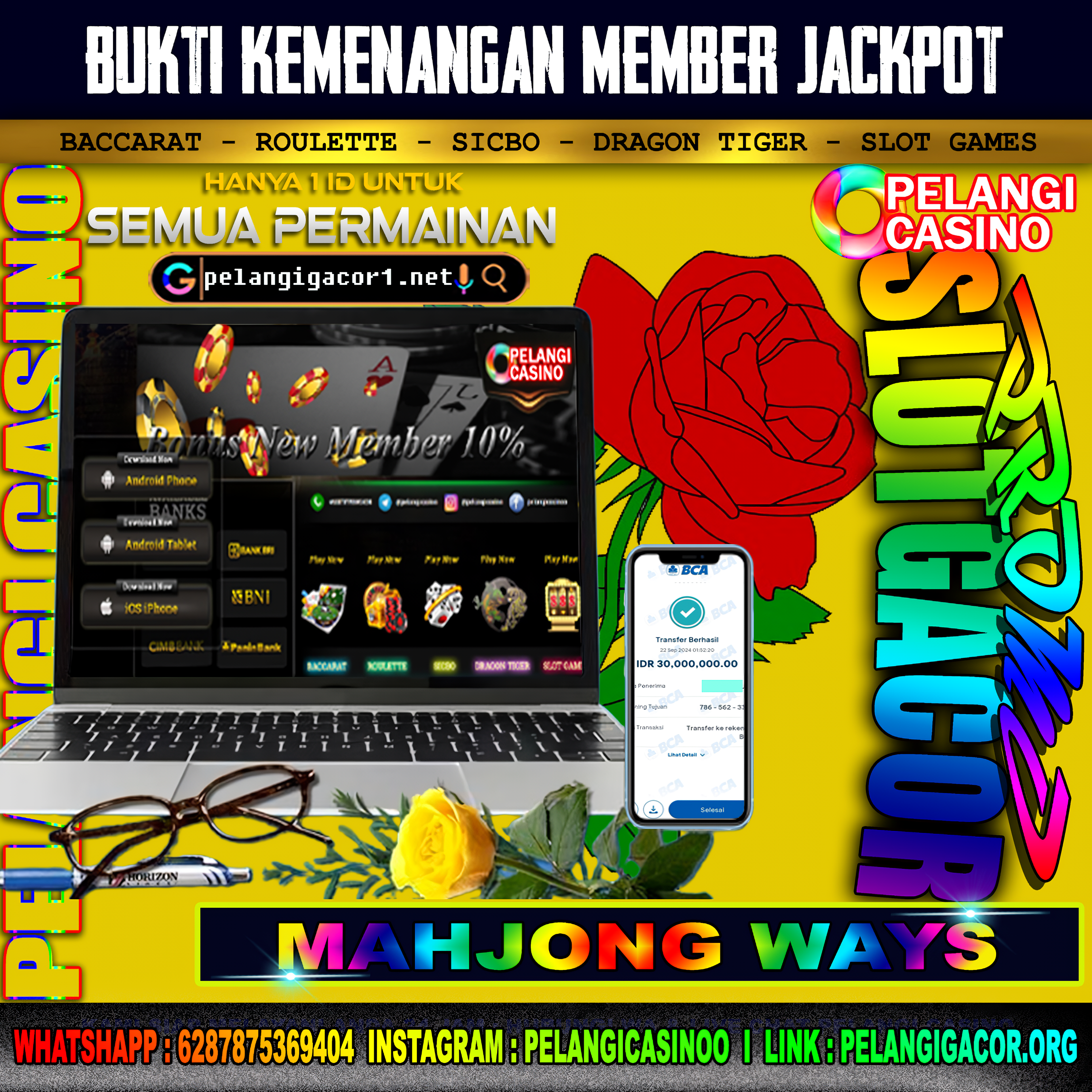 BUKTI KEMENANGAN MEMBER SETIA PELANGI CASINO TGL 22 SEPTEMBER 2024