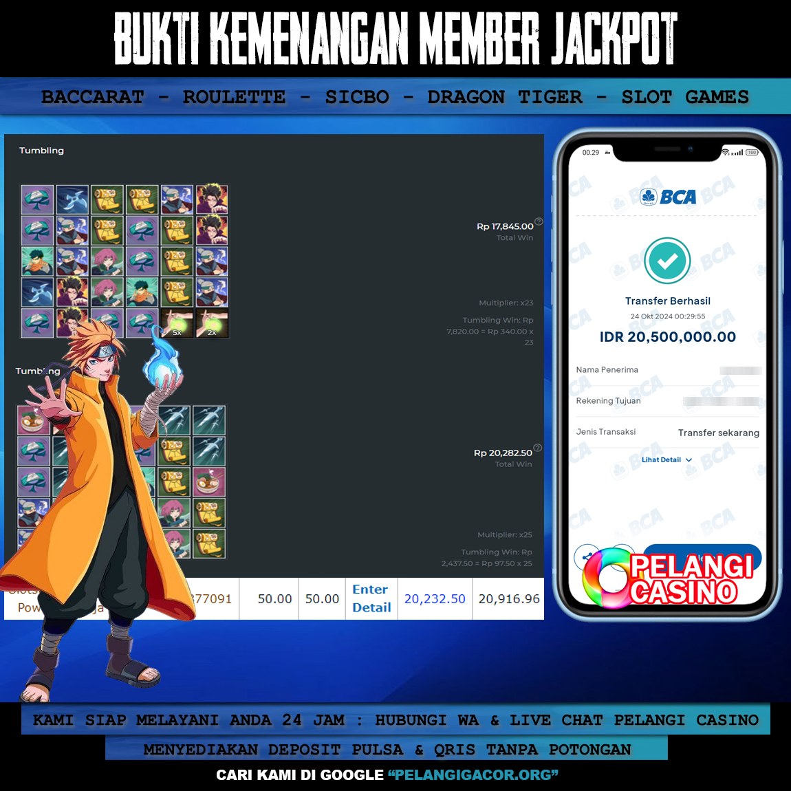 BUKTI KEMENANGAN MEMBER SETIA PELANGI CASINO TGL 24 OKTOBER 2024