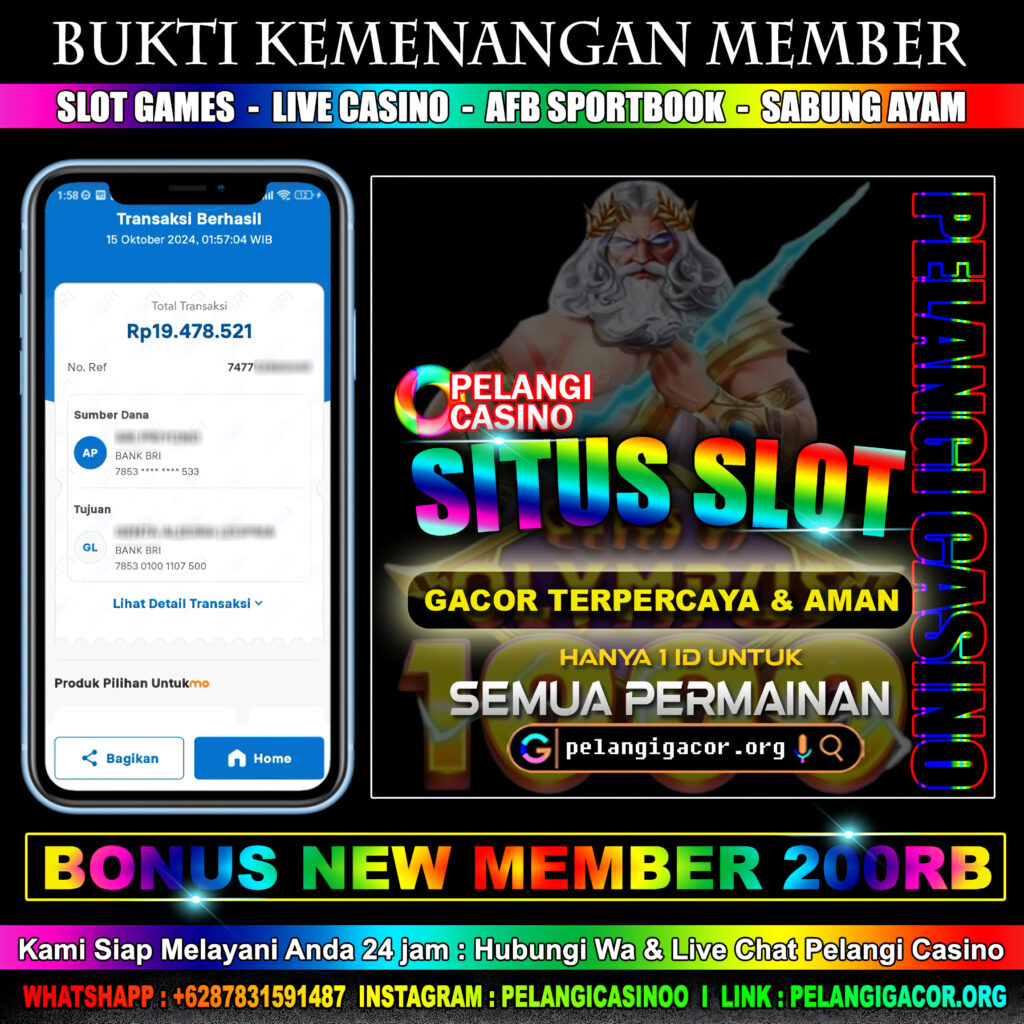 BUKTI KEMENANGAN MEMBER SETIA PELANGI CASINO TGL 15 OKTOBER 2024