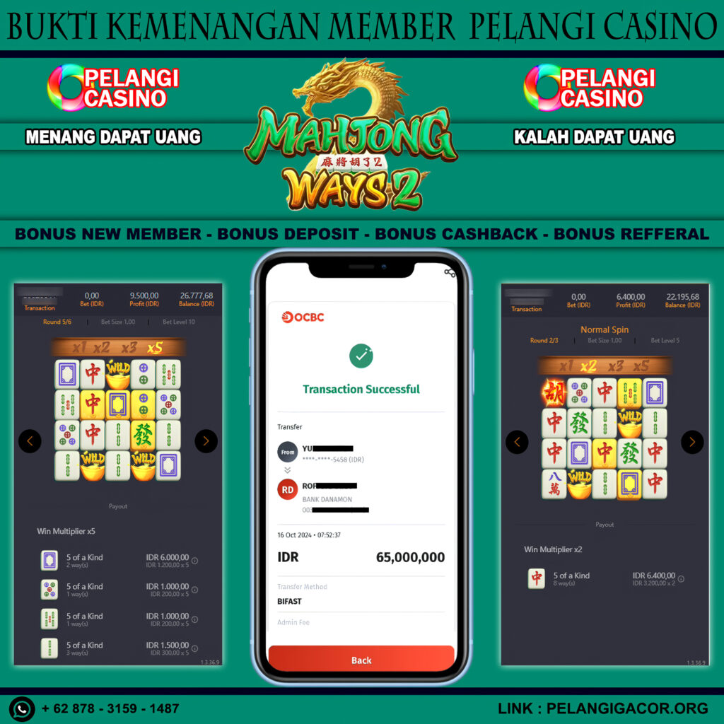 BUKTI KEMENANGAN MEMBER SETIA PELANGI CASINO TGL 16 OKTOBER 2024