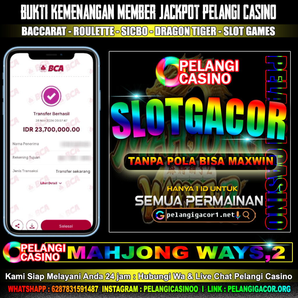 BUKTI KEMENANGAN MEMBER SETIA PELANGI CASINO TGL 28 NOVEMBER 2024