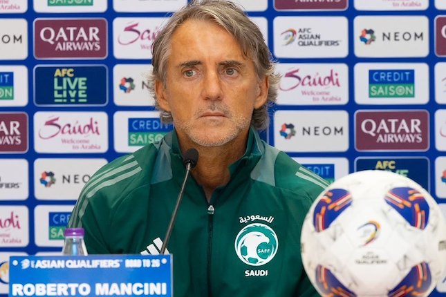 Roberto Mancini pada sesi jumpa pers jelang laga Arab Saudi vs Indonesia di Kualifikasi Piala Dunia 2026 zona Asia